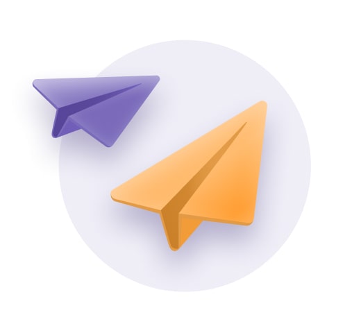 a paper airplane and a paper plane on a white background