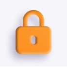 an orange padlock on a white background