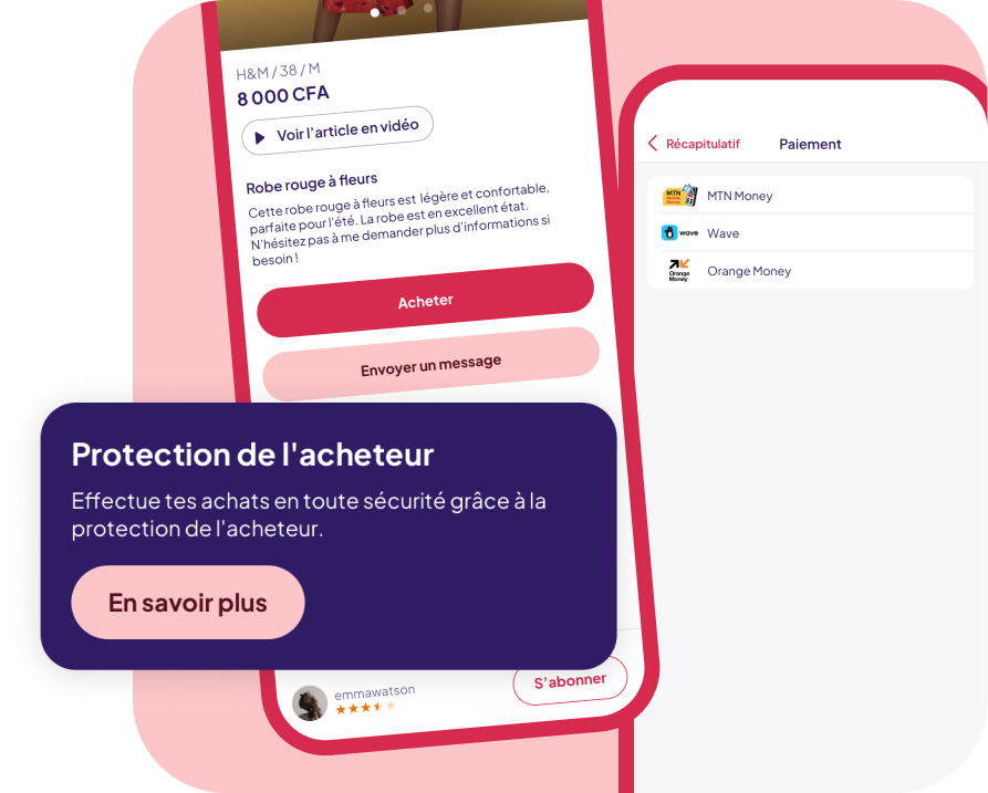 a pink and purple phone with the text protection de tacheur on it